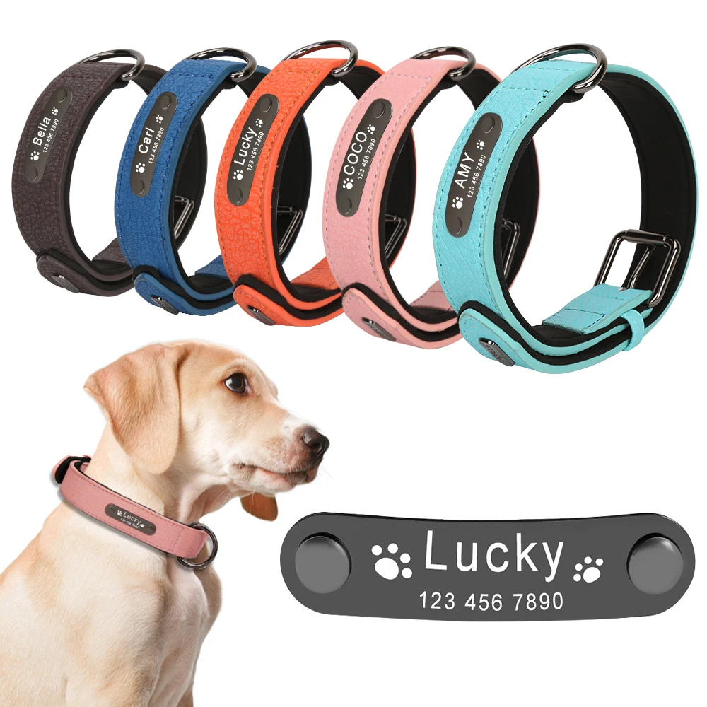 Персонализированные ошейники для собак с гравировкой имени ошейник больших и