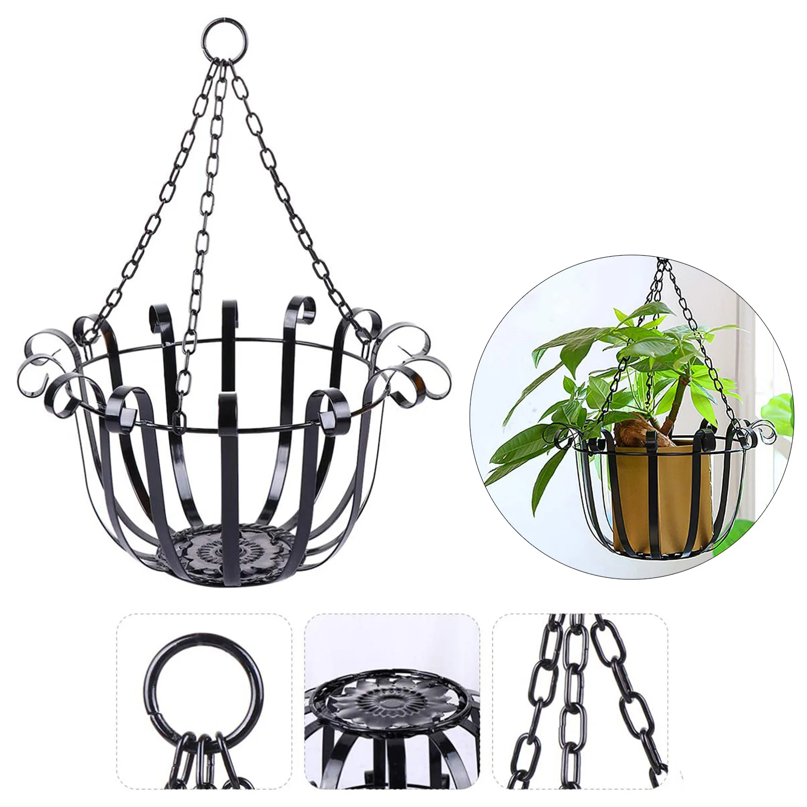 

European Style Wall Hanging Wrought Iron Hanging Basket Plant Pot Holder Suitable For Indoor And Outdoor Use Garden Supplies