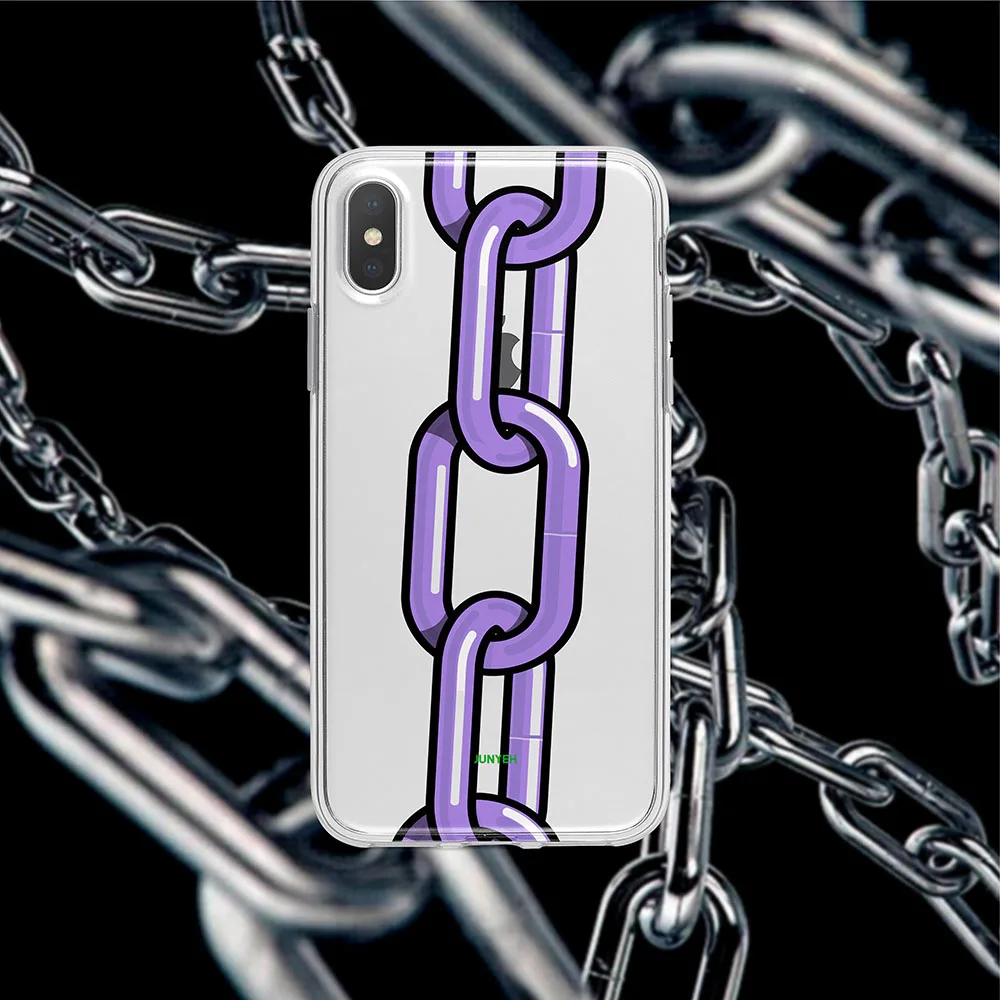 

Fashion Iron chain Transparent Soft phone case for iphone 12 11 pro Xs Max X Xr phone 6s 7 8 Plus SE 2020 clear cover fundas