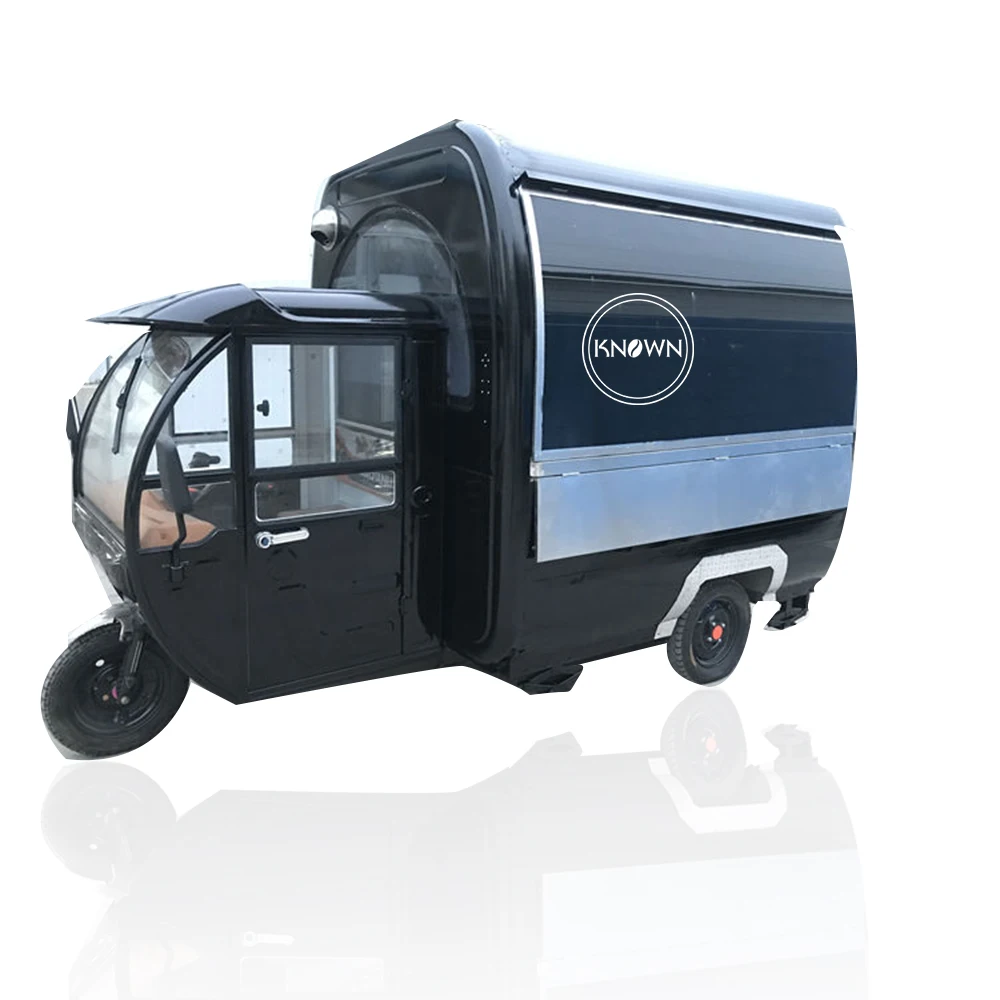 

black color mobile food cart trailer tricycle food cart pizza food cart for sale