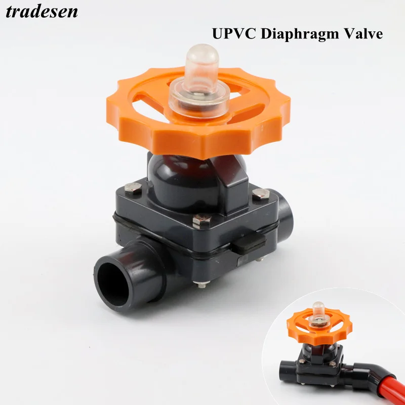 

1PC 20-160mm Socket Type PVC Diaphragm Valve Aquarium Fish Tank Adjust Water Valve Garden Irrigation Pipe Connector Tube Adapter