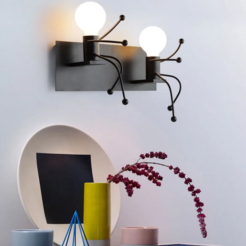 

Personality Retro Small Iron Man Wall Lamp Modern Creative Villain Lamps Night Light Chandelier Living Room Bedroom Decoration