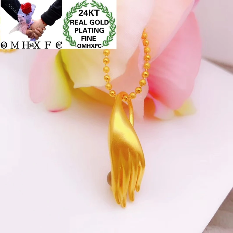 

OMHXFC Jewelry Wholesale YM336 European Fashion Woman Girl Party Birthday Wedding Gift Hand Projecting 24KT Gold Pendant Charm
