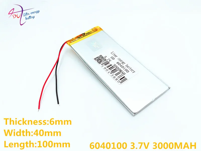 Литий ионный полимерный аккумулятор 3 7 в 3000 мАч 6040100/литий для GPS mp3 mp4 mp5 dvd bluetooth