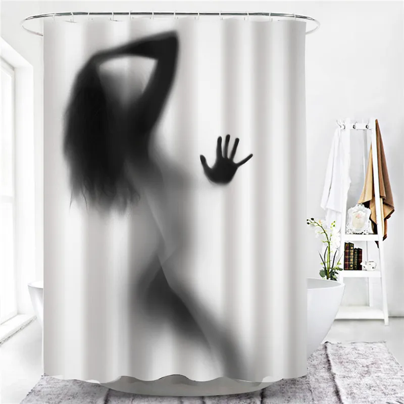 

3D Beauty Bath Shadow Shower Curtains Polyester Fabric Waterproof Bathroom Curtains Bath Decoration Anti Peeping Bathtub Screen