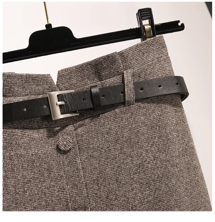 Юбка средней длины Saia однотонная До Колена из хлопка и льна с поясом на осень зиму