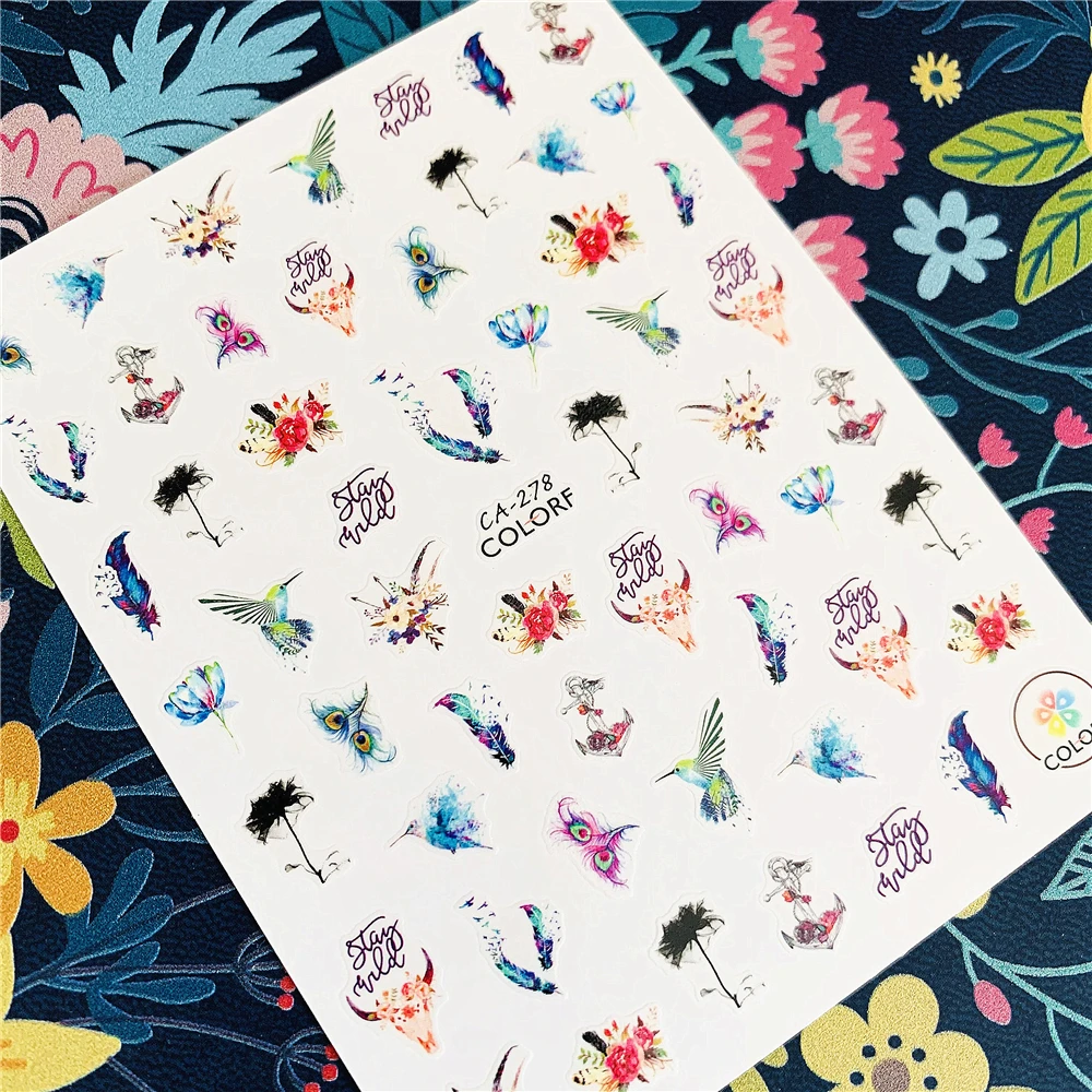 

Newest CA-278 Watercolor wings butterfly 3d nail art sticker nail decal stamping export japan designs rhinestones decorations