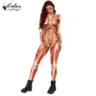 Костюм для косплея гигантского человека, карнавальный костюм Человека-скелета, костюм кошки зентай с 3D принтом, Женское боди