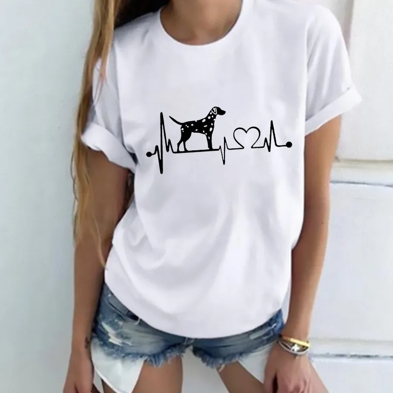 

2021 New Women T-shirts Casual Vogue ECG printing Printed Tops Tee Summer Female Animal Tee Short Sleeve Hipster T
