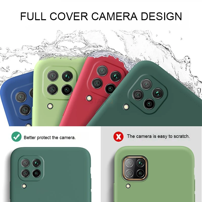 new camera protector liquid silicone phone case for samsung galaxy a12 a42 a22 4g 5g original soft back cover a 12 42 2021 2020 free global shipping
