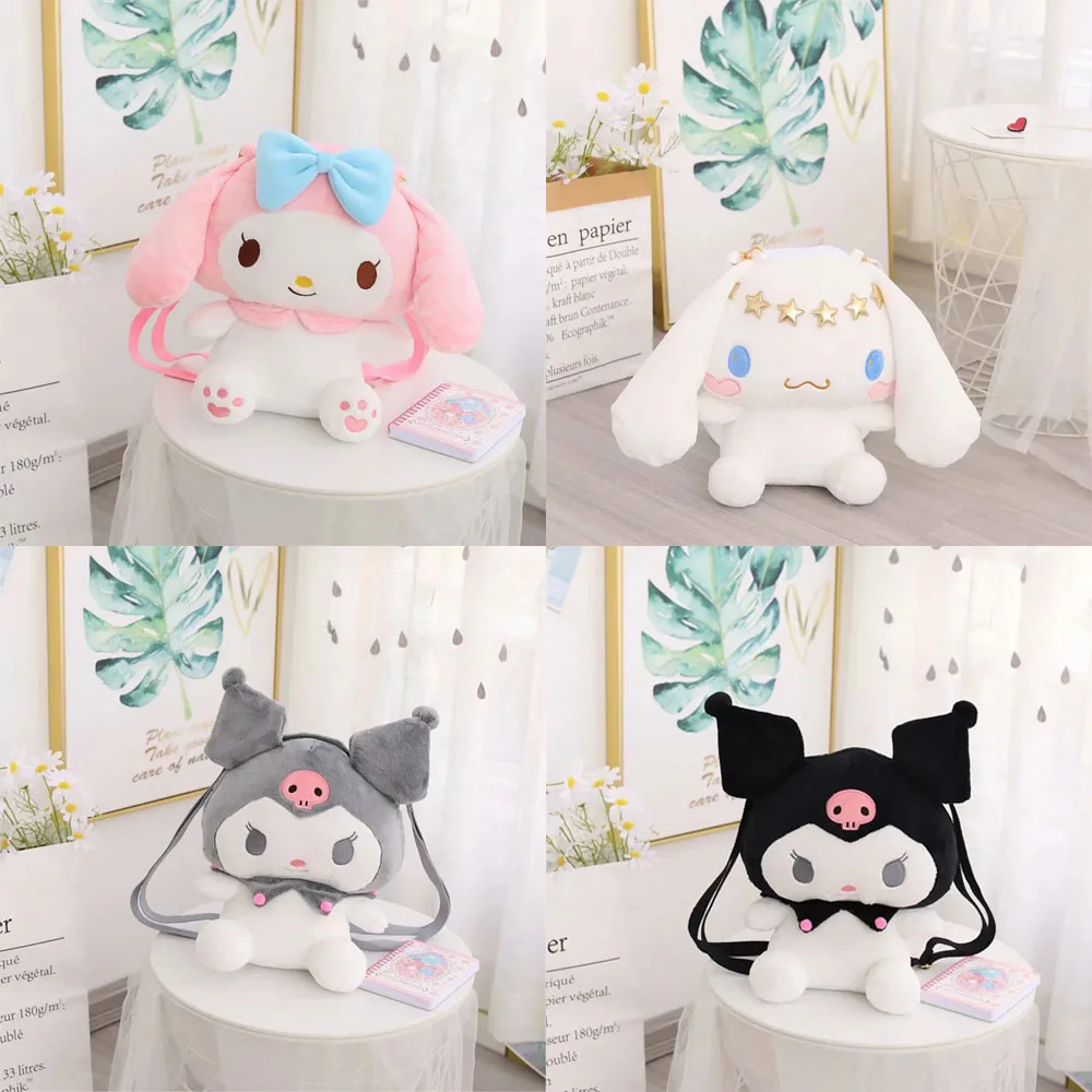 

Kawaii New Cute Kuromi Little Devil Cute Cinnamoroll My Melody Cute Cartoon Plush Backpack Bag Plush Toy Chirdren Birthday Gift
