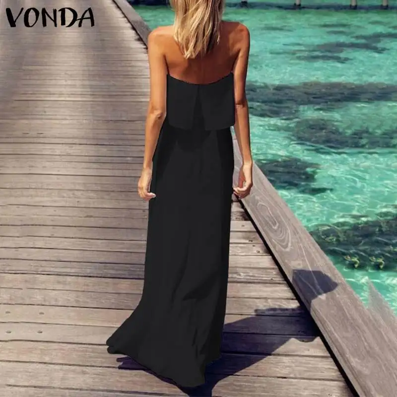 VONDA летний сарафан в богемном стиле женское сексуальное платье без рукавов с