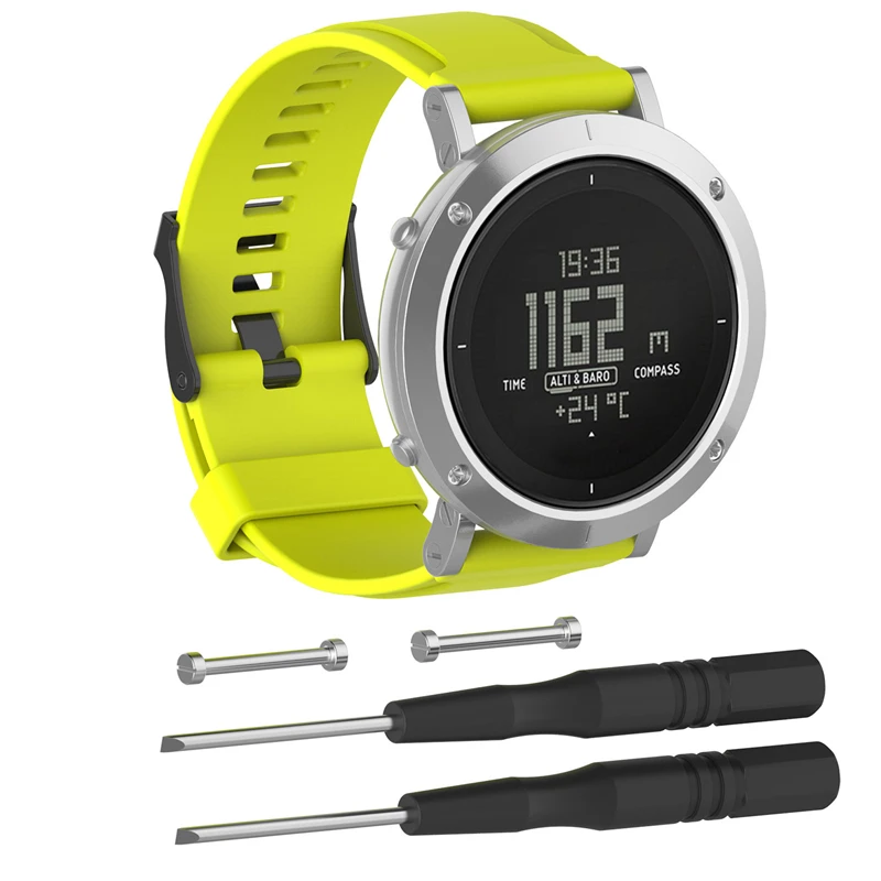 For Suunto Essential Watch Band,Silicone Classic Replacement Watch Strap Band Bracelet For Suunto Core Steel Watch Black Green