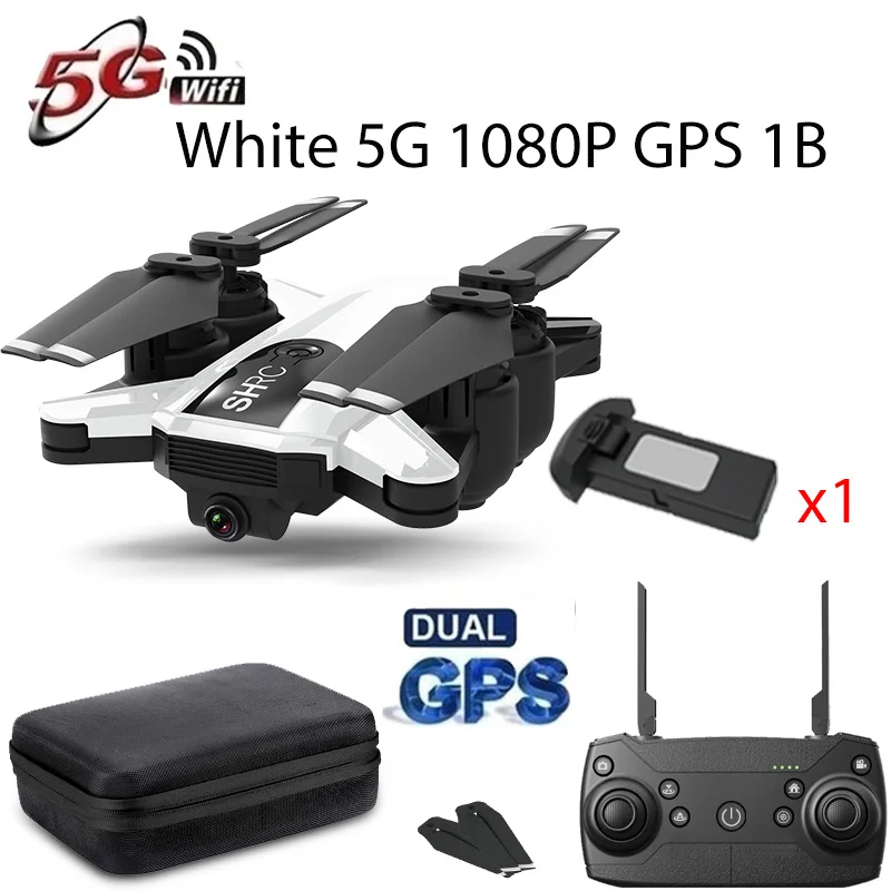 White 5G1080P GPS 1B H1 Дрон GPS 5G с камерой Wi-Fi HD PFV зарядное устройство для квадрокоптера один ключ возврата следуют за мной дроны профессиональные игрушки для детей - Цвет: White 5G1080P GPS 1B