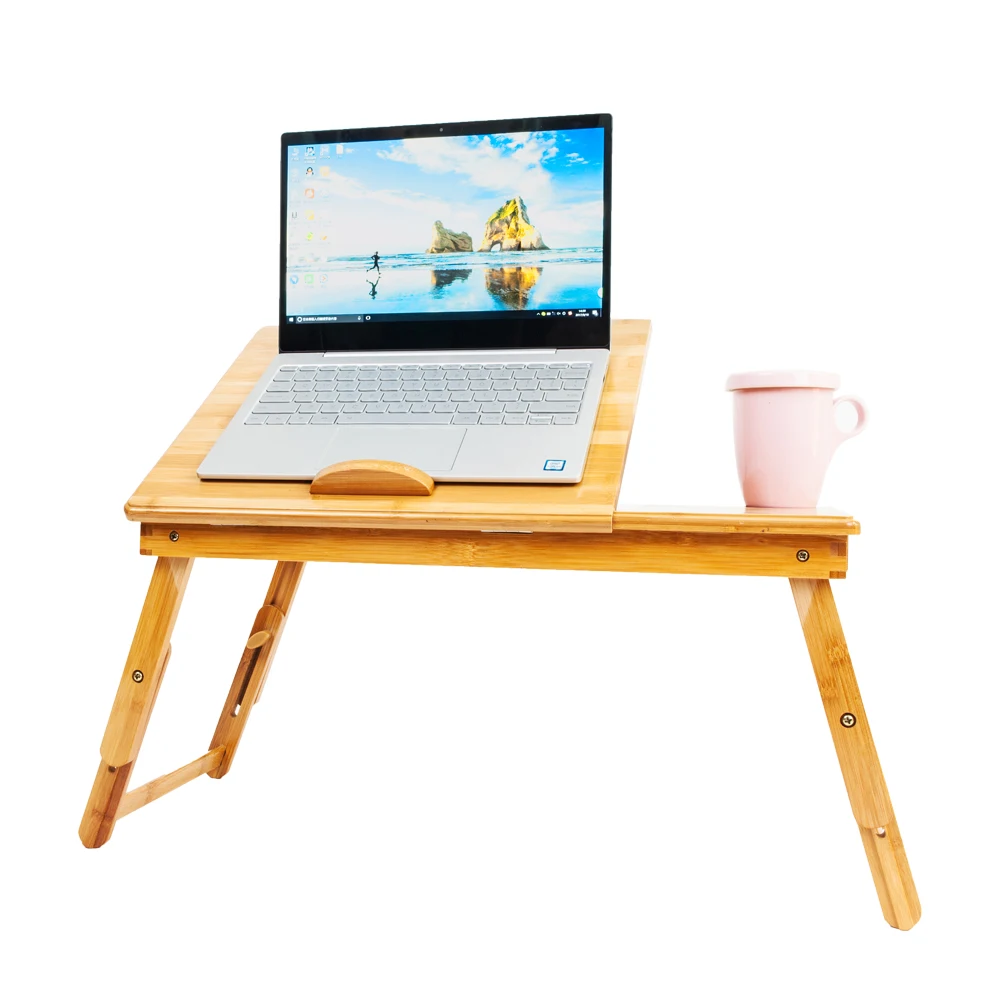 

Стол компьютерный складной из бамбука, регулируемый столик для компьютера, с подстаканником, для кровати, дивана, кабинета, для дома и офиса