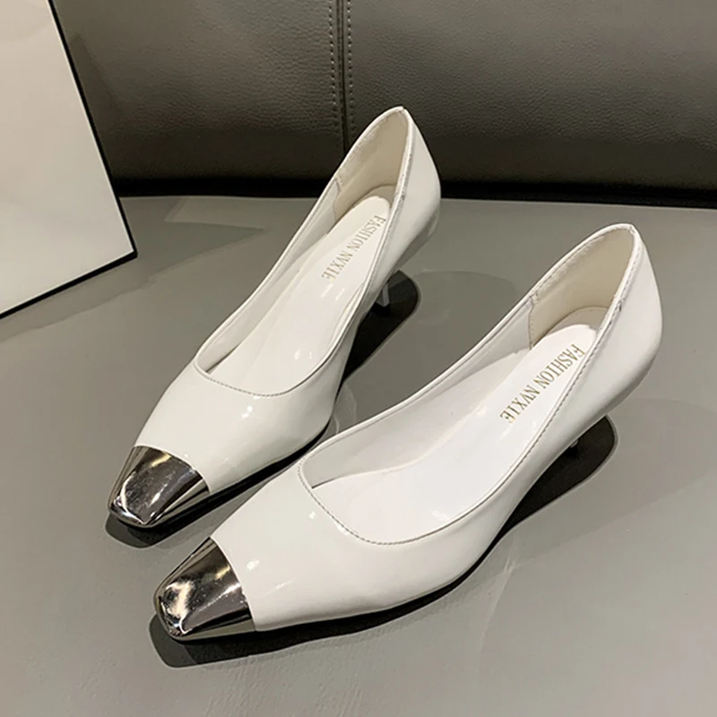 

2022 Элегантные классические туфли, женские летние модные слипоны, привлекательные Туфли на каблуке для женщин, черные, белые туфли-лодочки, ж...