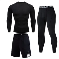 full man tracksuit thermal underwear compression sportswear gym jogging suit tights sport shirts quick dry fitness leggings kit