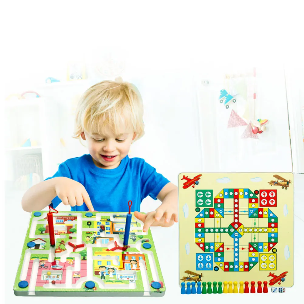 

Children Magnetic Maze Toy Kids Wooden Puzzle Game Toy Kids Early Educational Brain Teaser Wooden Toy Intellectual Jigsaw Board