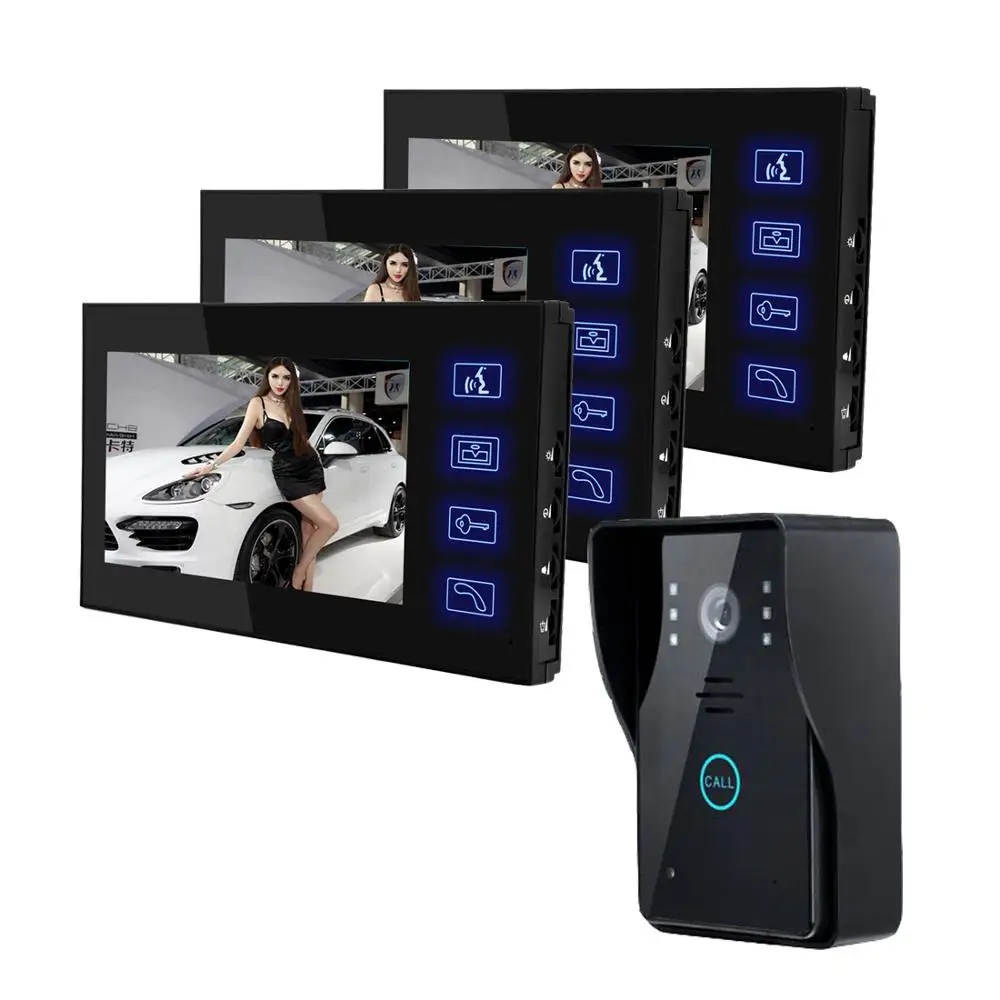 SYSD Video Door Phone 7 Inch Video Intercom System Home Security kit Infrared Ninght Vision Camera with Unlock