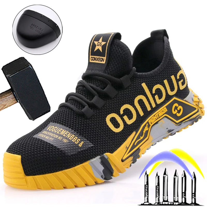 

Dropshipping Safety Shoes Men Work Boots Steel Toe Cap Working Sneakers Male Indestructible Security Shoes Men Industrial Shoes