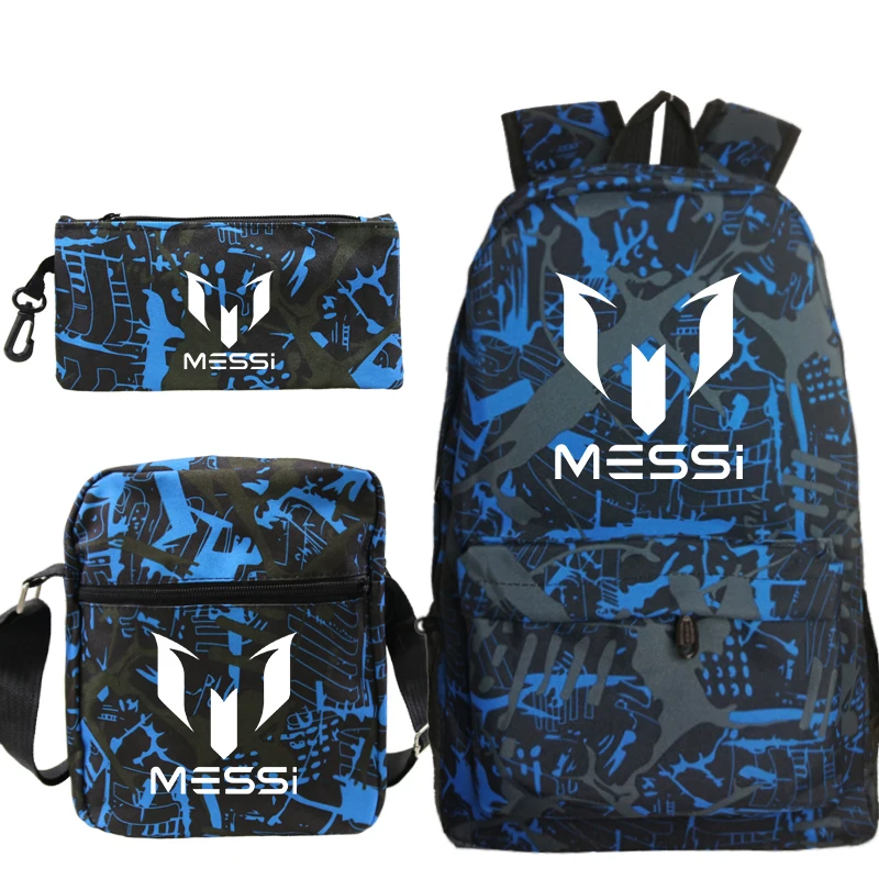 

Super Star Messi Students Backpack Sets Teenage Girls Boys School Bags Laptop 3pcs Travel Backpacks with Shoulder Bag Pen Bag