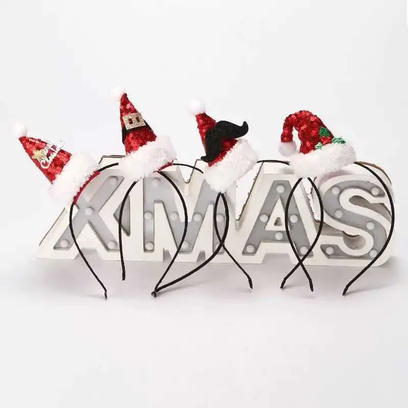 5 шт. Рождественская повязка на голову маленькая шапка с бородой украшения для