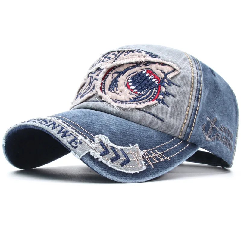 

2021 Four Seasons Shark Embroidery Cotton Casquette Baseball Cap Adjustable Snapback Hats for Men and Women 184