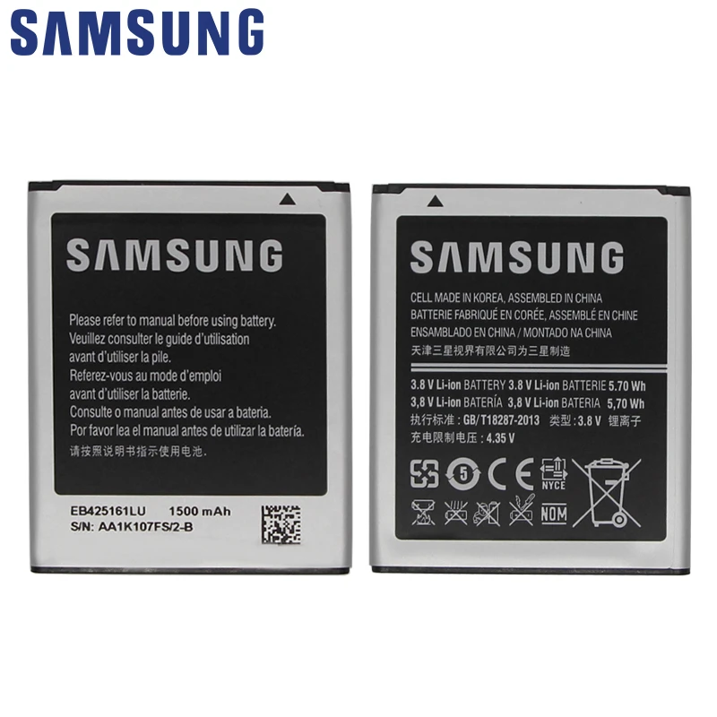orginal samsung gt s7562l s7560 s7566 s7568 s7572 s7580 i8190 i739 i8160 s7582 j1 mini phone battery eb425161lu 1500mah free global shipping