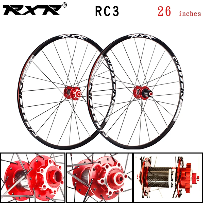 RXR горный велосипед внедорожный MTB Углеродные колеса 26 дюймов RC3 дисковый тормоз 5 подшипников 7-11speed через ось/QR колеса велосипеда