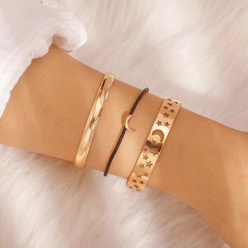 Женский многослойный браслет с полыми лунами и звездами | Украшения аксессуары