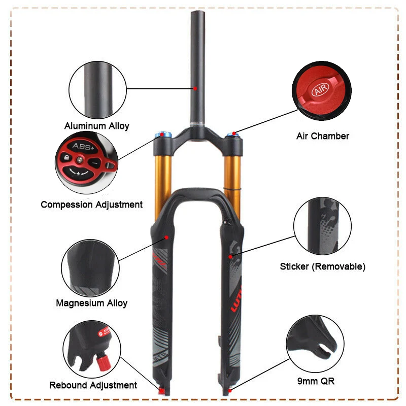 Велосипедные вилки LUTU подвеска для горного велосипеда 26/27 5/29 дюйма Воздушная
