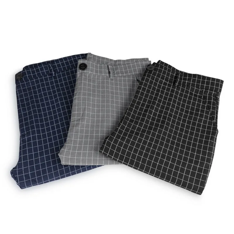 

Puimentiua Men's Plaid Pants Casual Elastic Long Trousers Cotton Solid Color Skinny Work Pant for Male Classic Clothing Jogging