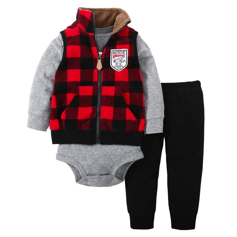 3 предмета одежда для маленьких мальчиков хлопчатобумажный Детский костюм