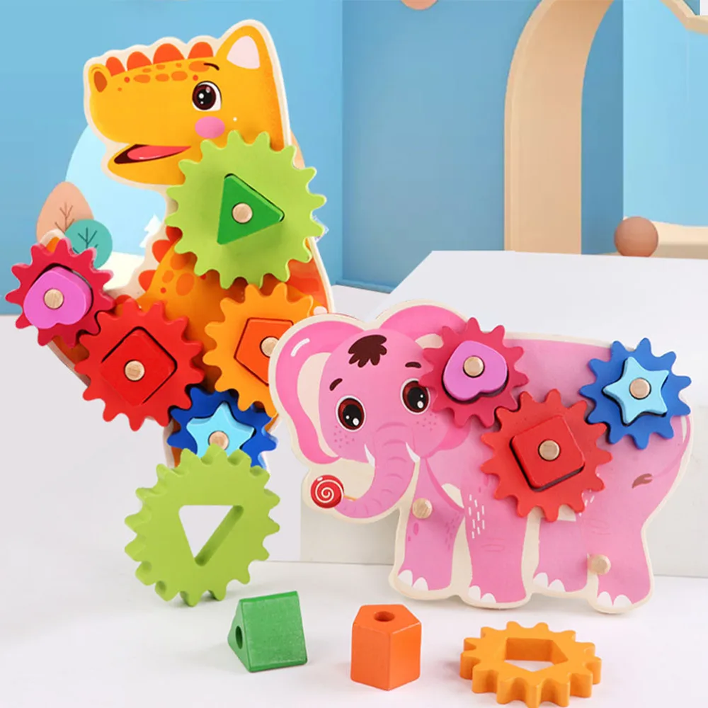 

1 Set Kid Matching Wooden Gear Game Educational Building Blocks Kit