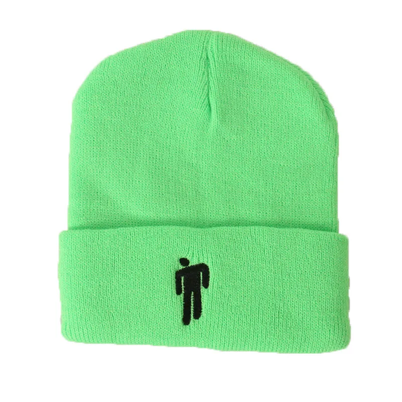 Billie Eilish Beanie 14 цветов вязаная зимняя женская шапка однотонный хип-хоп трикотажный свитер шапка для девочек повседневные теплые шапки - Цвет: 02C beanie