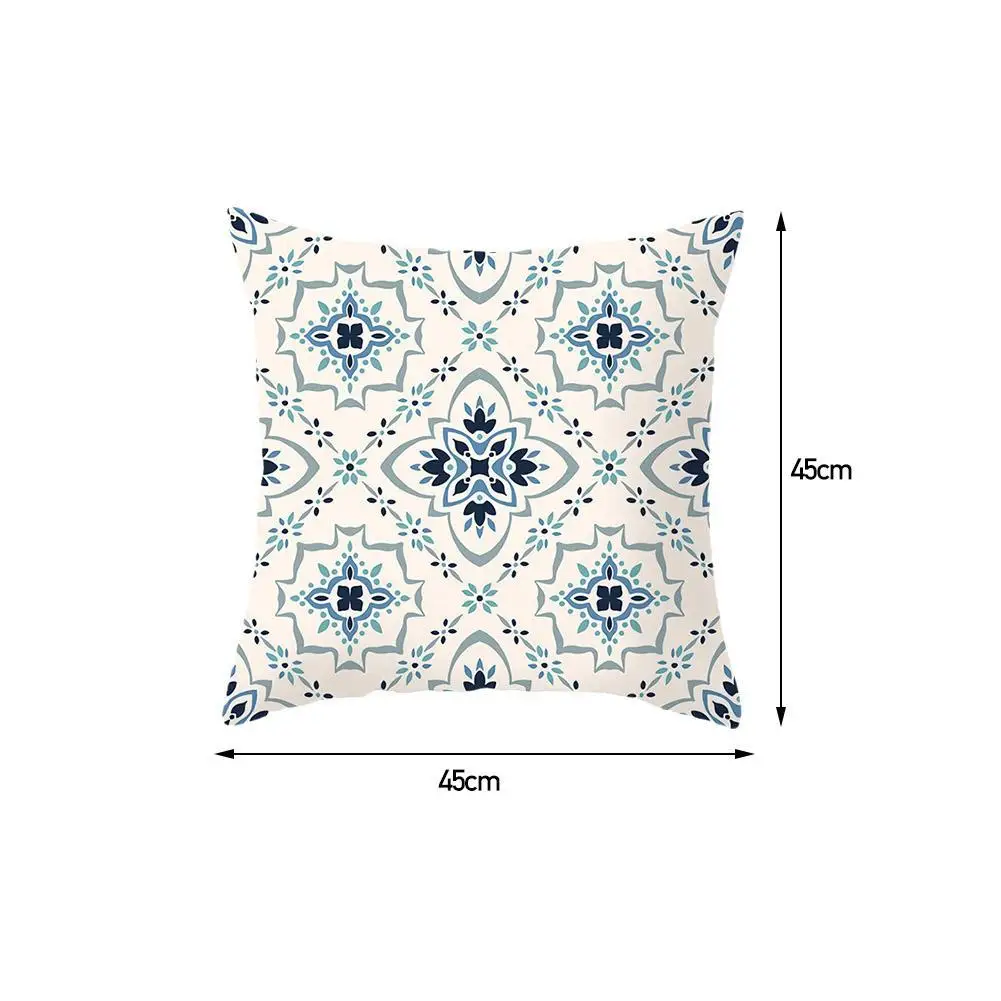 

Lake Blue Home Decoration Pillowcase Geometric Landscape Cushion Cover Sofa Polyester Pattern Pillowcase 45*45cm X7T9