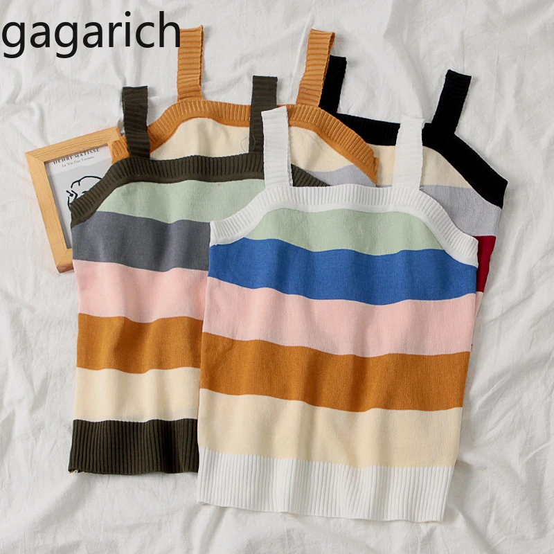 Женский жилет с радужными полосками Gagarich весенне летний вязаный в Корейском