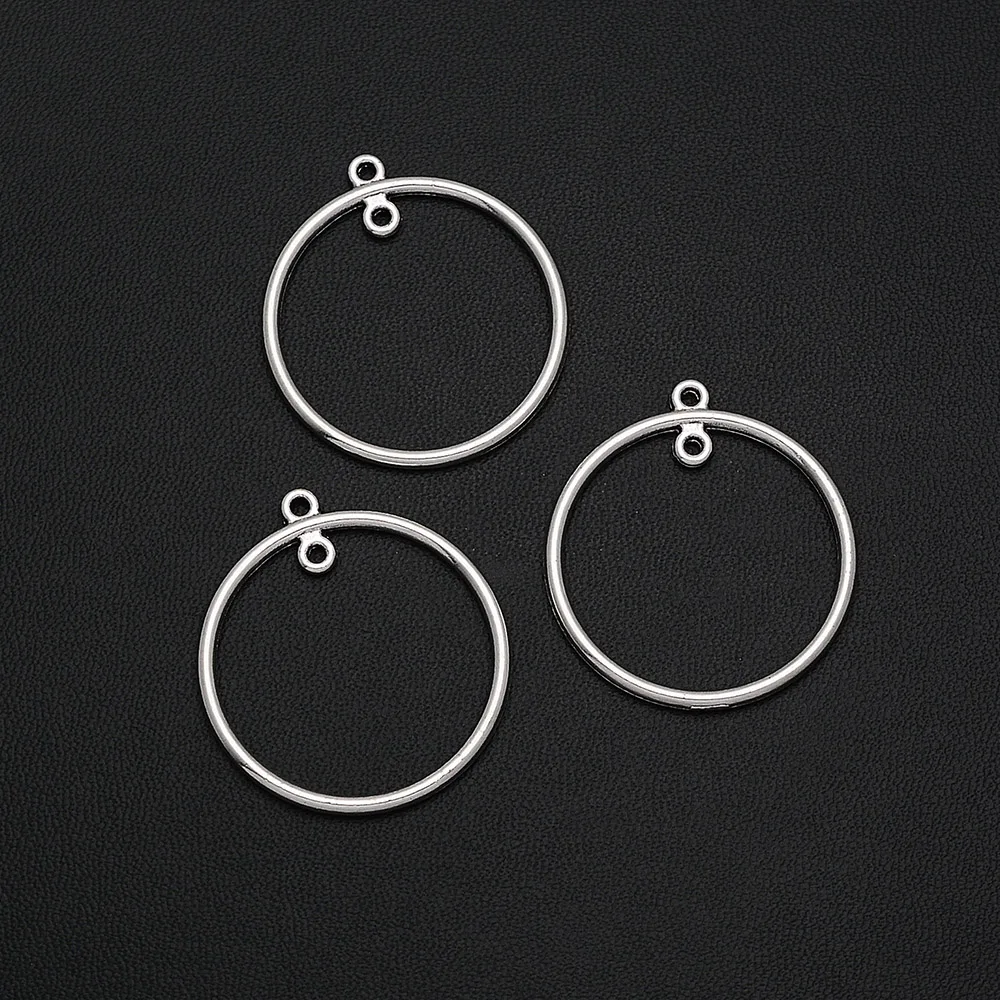 

10pcs/Lots 30x33mm Antique Silver Plated Hollow Connectors Circle Pendant For DIY Jewelry Making Finding Supplies hqd Wholesale