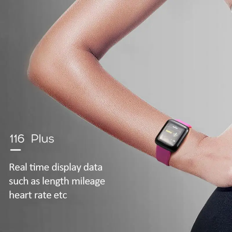 116plus smart band watch bluetooth heart rate blood pressure monitor fitness tracker wristbands wearable devices pedometers free global shipping