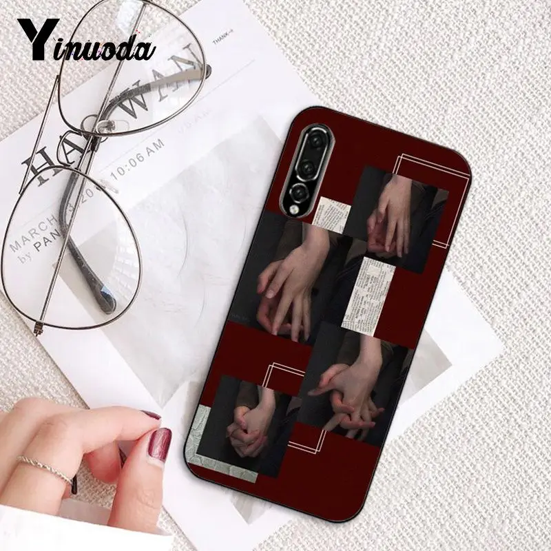 Yinuoda розовый красный цвет тема черный мягкий чехол для телефона huawei P9 P10 Plus Mate9 10