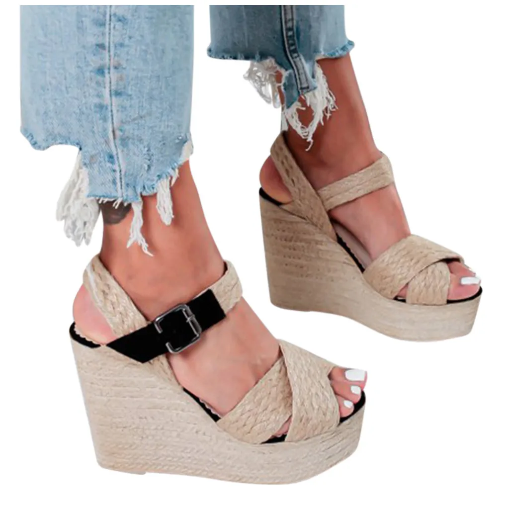 

SAGACE Women Ladies Casual Big Size Buckle Wedges Sandals Roman Shoes Fashion Female Slides Summer Shoes Sandalias Mujer 2020