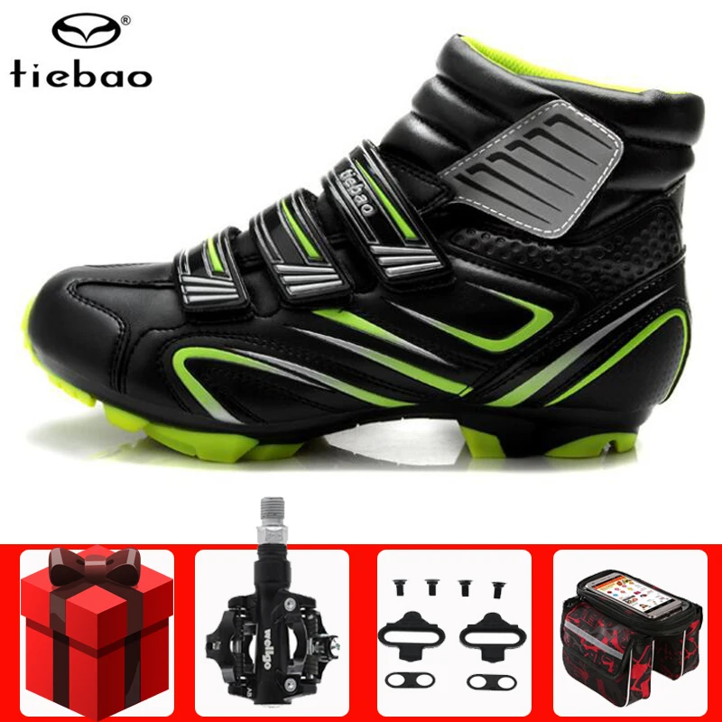 add all TIEBAO Winter MTB Cycling Shoes add SPD Pedal cleat set Pro Men sneakers women Mountain Bike Self-Locking Riding Bicycle Shoes - Цвет: add all