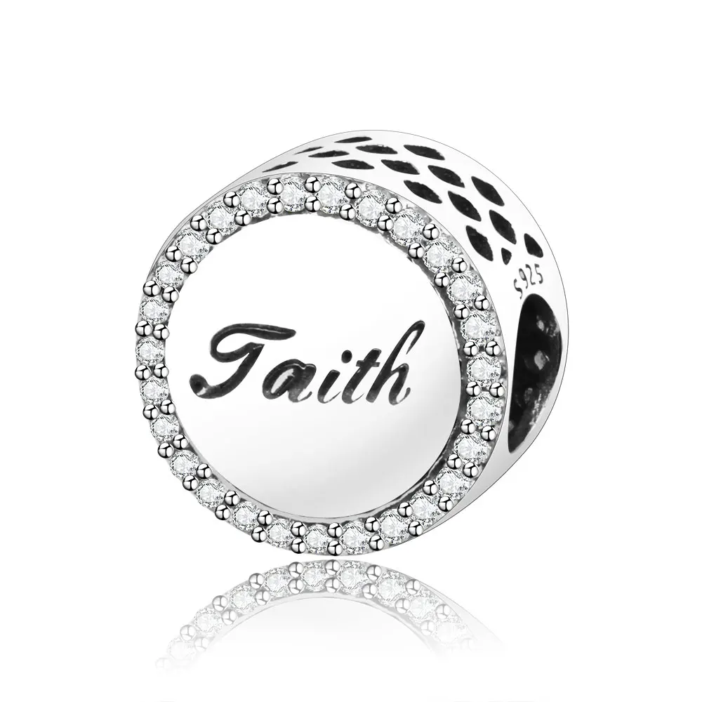 Authentic 925 Sterling Silver Faith Cross With Crystal Beads Charm Fit Original Pandora Bracelet Bangle For Women Jewelry | Украшения и
