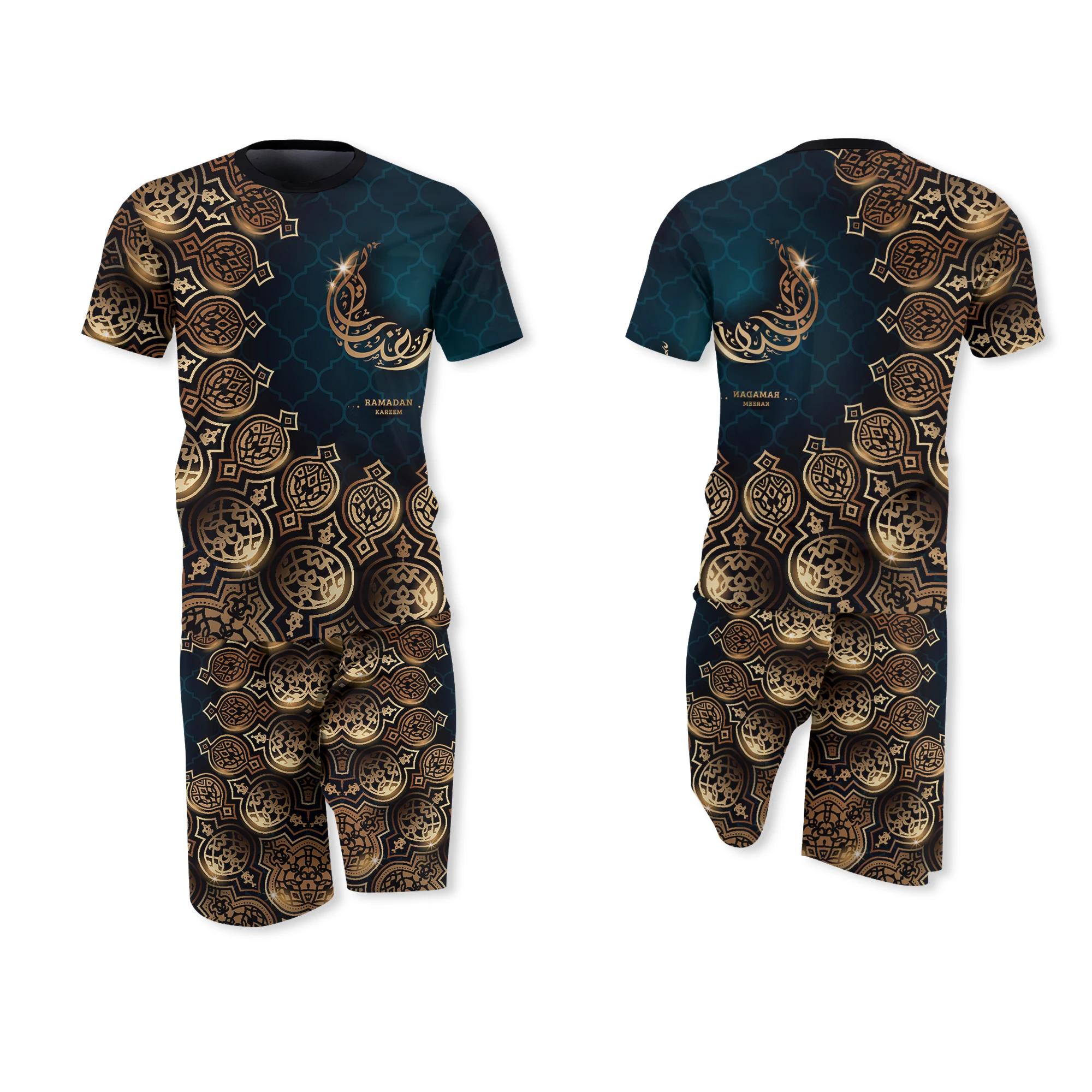 

Retro print men's and women's suits 2021 summer fashion casual short-sleeved sports T-shirt + shorts 2-piece casual suit