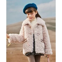 3 13 years kids lambswool jacket for girls thick warm turn down collar short childrens clothing toddler teenage girl coat 8 12