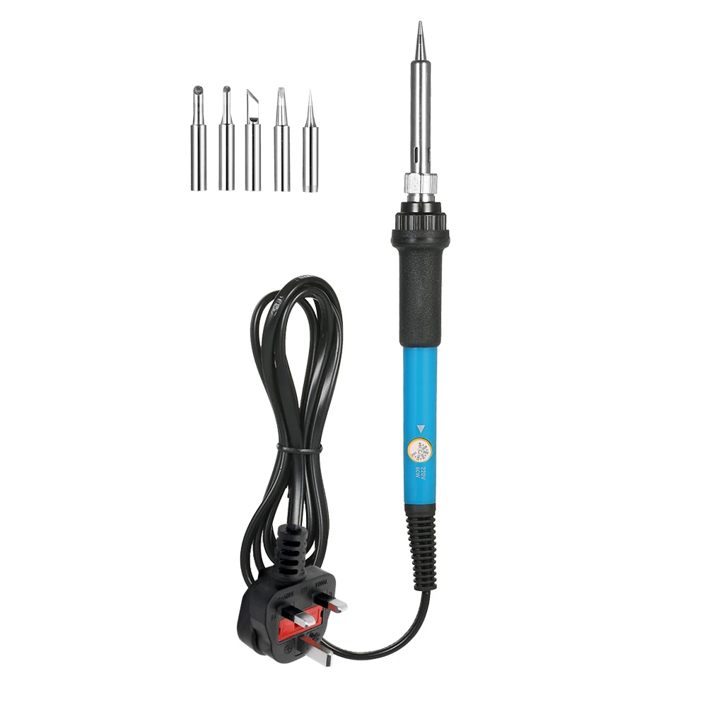 

60W Electric Soldering Iron Adjustable Temperature Welding Soldering Iron + 5 Replacement Soldering Tips Set