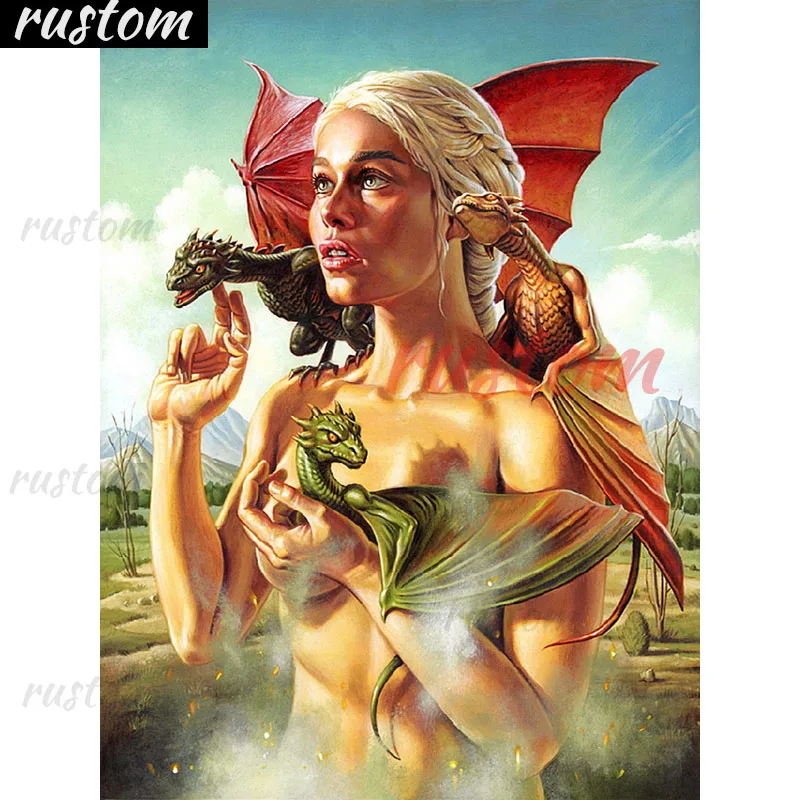 

5D Diy Full Drill Diamond Painting Beautiful Girl Diamond Embroidery Dragon Cross Stitch Rhinestone Mosaic Home Decor Rustom