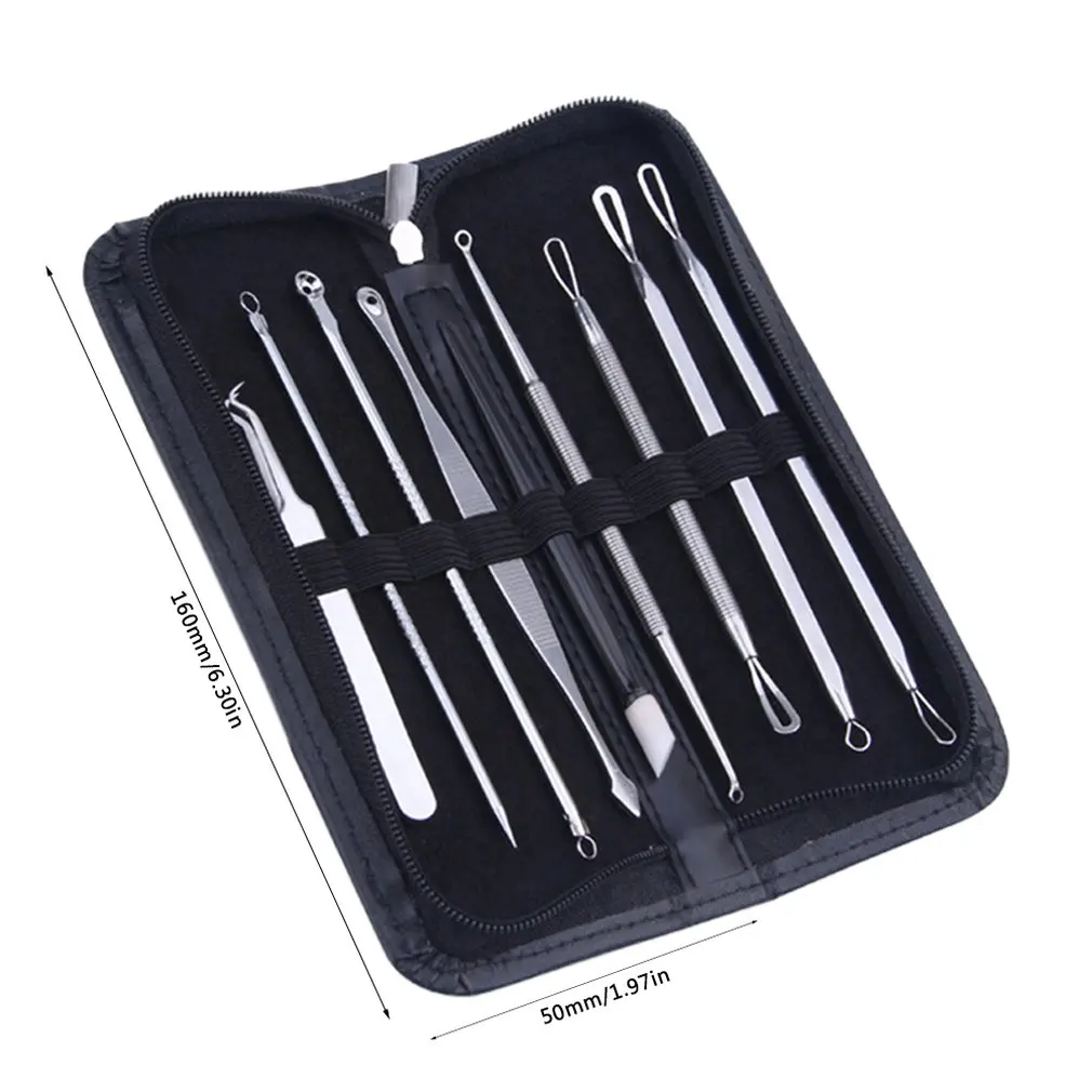 

1/4/5/7/8/9Pcs Stainless Acne Extractor Remover Kit Blackhead Blemish Remove Pimple Needles Treatment Face Skin Care Tools