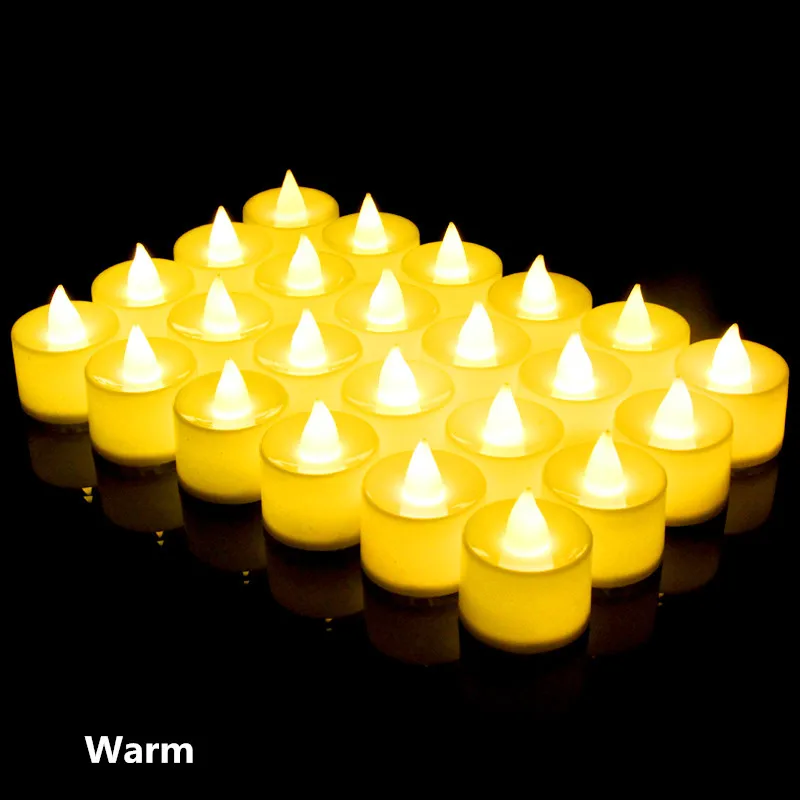 warm 24 шт. светодиодный светильник-свеча для чая, лампа на батарейках, имитирующая цвет пламени, мигающие свечи для украшения дома, свадьбы, дня рождения, вечеринки - Цвет: warm