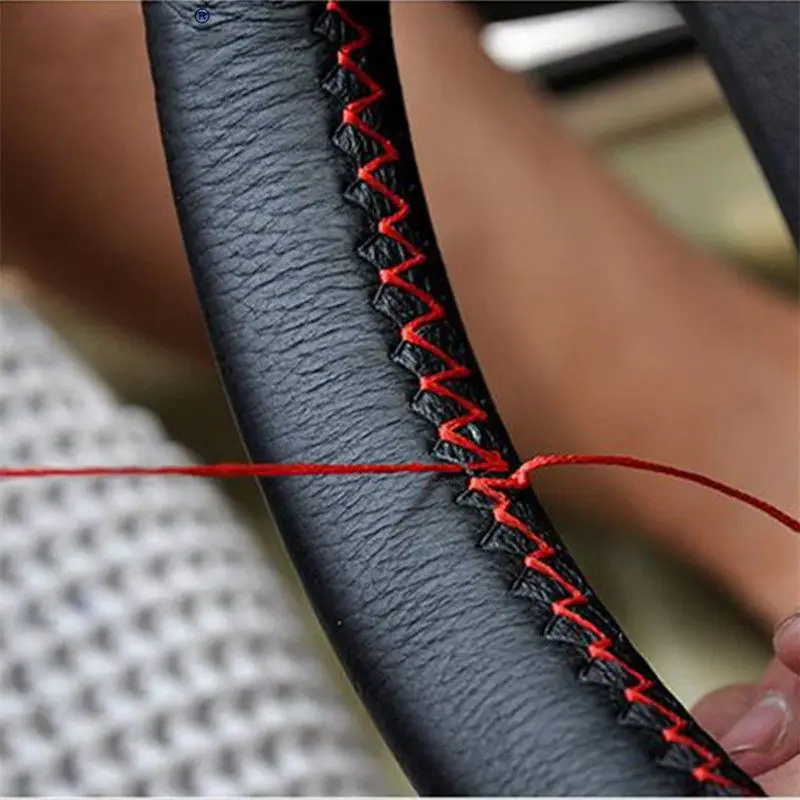 

DIY Steering Wheel Covers/Extremely soft Leather braid on the steering-wheel of Car With Needle and Thread Interior accessories